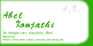 abel komjathi business card